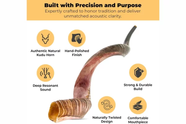 YOMTOV-SHALOM Handcrafted Kosher Kudu Shofar 3